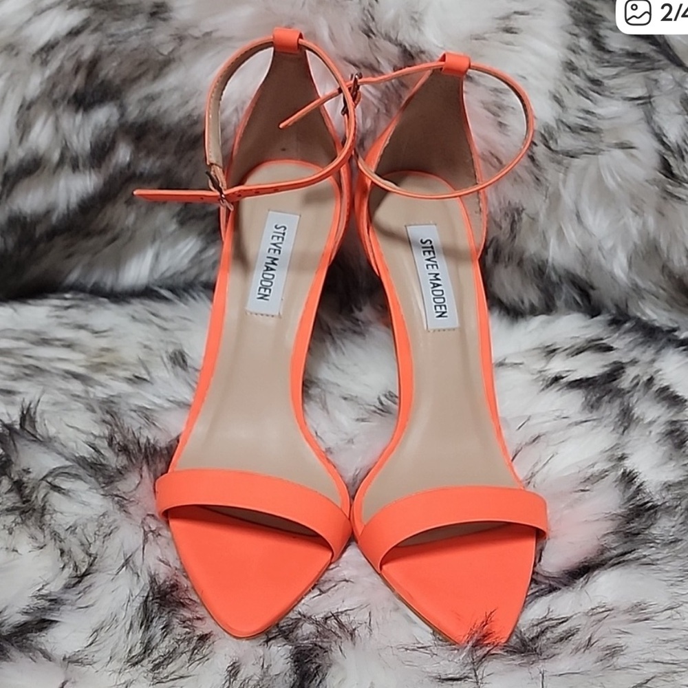 Steve Madden Bright Orange Ankle Strap Heels